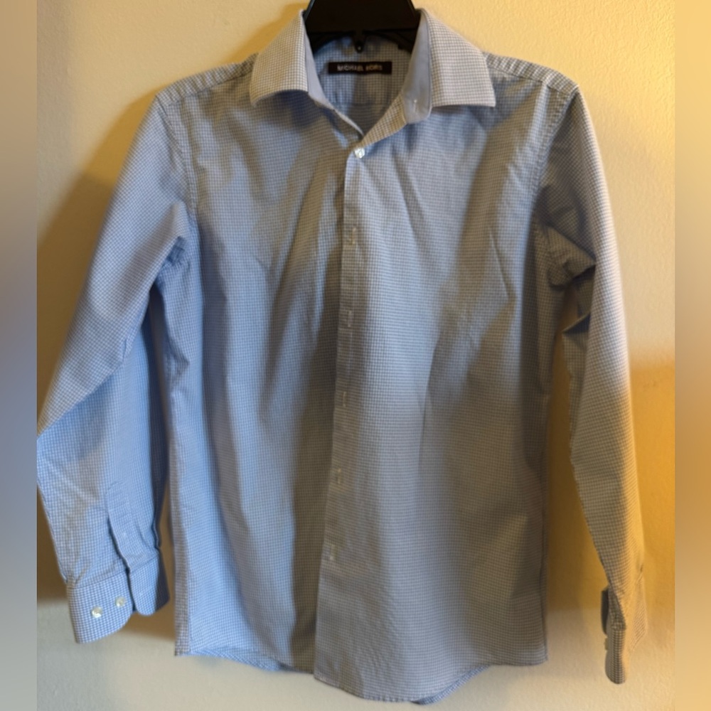 MICHAEL KORS Boys Dress Shirt 14 Plaid Long Sleeve